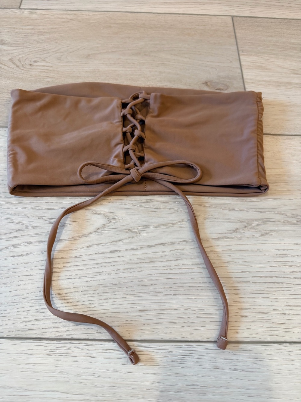 Lace-Up Brown Bandeau Crop Top